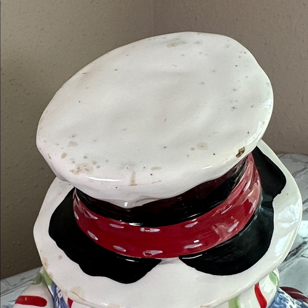 Vintage Festive Ceramic Snowman Cookie Jar - Picture 7 of 16